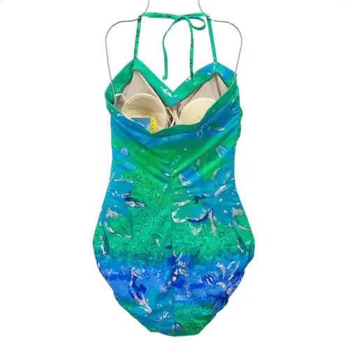 NWT Carol Wior Swimsuit Size 14 Multicolor One Piece Shaping Slimsuit USA Made Blue