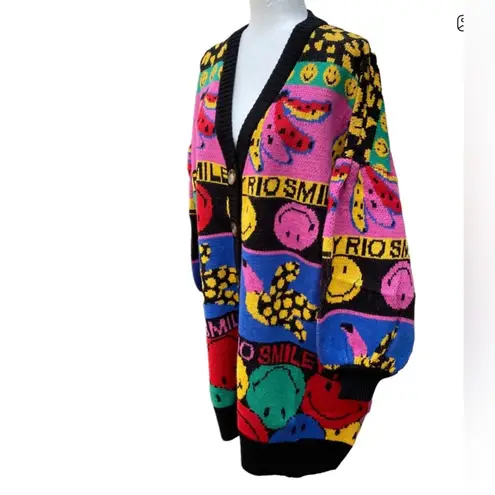 Farm Rio  Smiley Face Button Oversized Down Cardigan(Size XS)