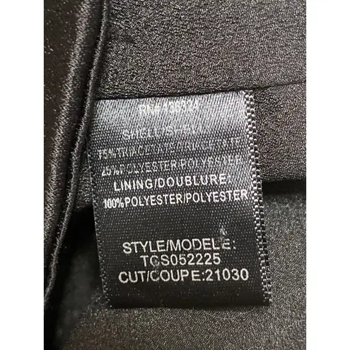 Halston Black Satin Double Breasted Ruched 3/4 Sleeve Blaxzr Coat Jacket Top XS