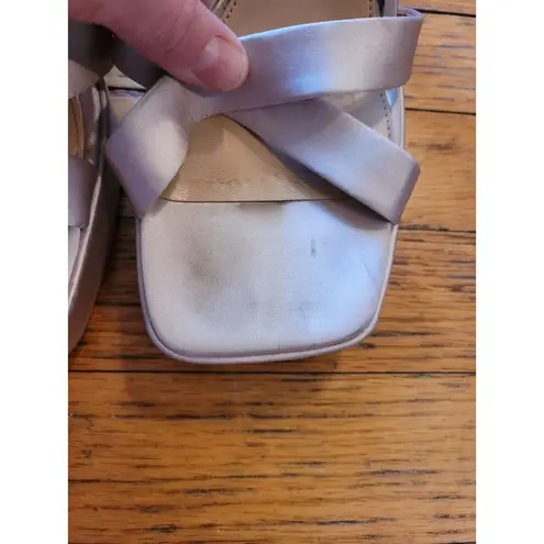 Badgley Mischka Womens Satin Platform Block Heel Sandals Light Pink Size 9