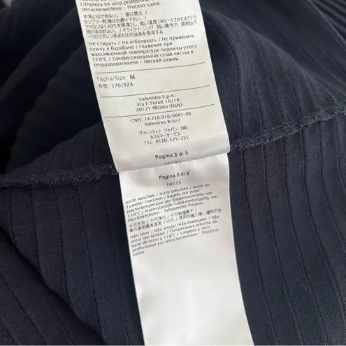 Valentino Garavani Valentino Ribbed Cutout Bow Dress Size Medium in Navy blue fit & flare