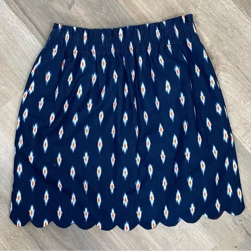 J. Crew Factory Sidewalk Ikat Print Linen Miniskirt Blue Size 2