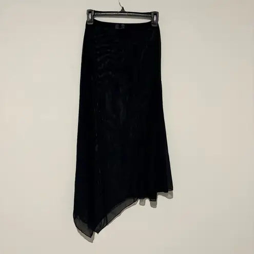 Her Pony Mesh Sheer asymmetrical midi skirt Black size 6