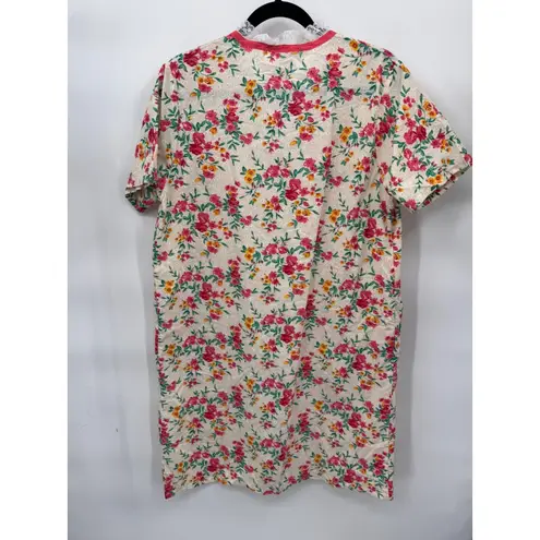 Vintage Private Moments Pearl Snap House Dress Medium White Floral Cotton Blend