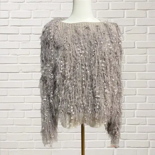 Willow Root Fringe Shag Sweater Taupe Eyelash Yarn Oversized Textured Boho Top Size undefined - Image 4