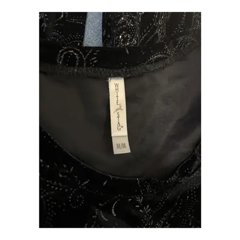 White Stag Black Velour Sparkle Long Sleeve Top Size M
