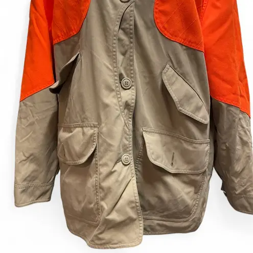 Vintage LL Bean Womens Khaki Orange Hunting Field Jacket Corduroy Collar Large