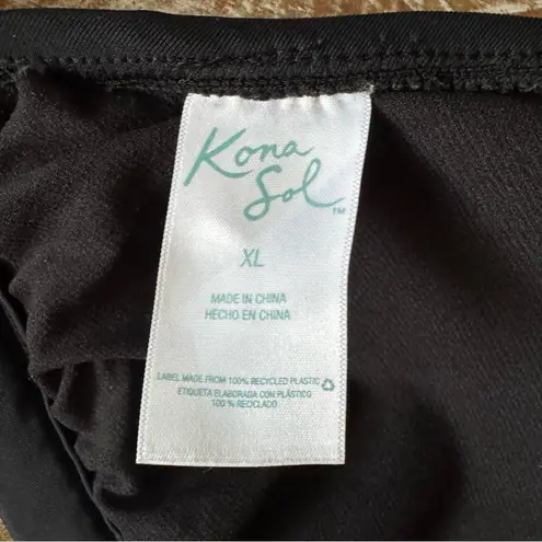 Kona Sol 🖤 Triangle Bikini Top 👙 Black Embroidered | Size XL | Pre-Loved