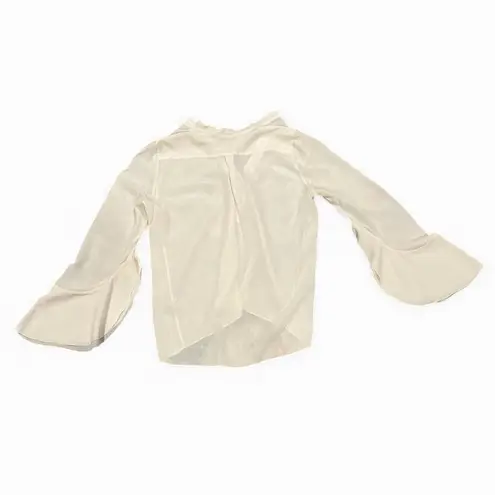 Alexis Silk Ivory Cream Boho Bell Long Sleeve Blouse Top M