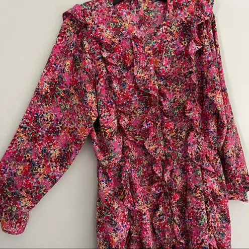 Gap Pink Ruffle Long Sleeve Floral Dress