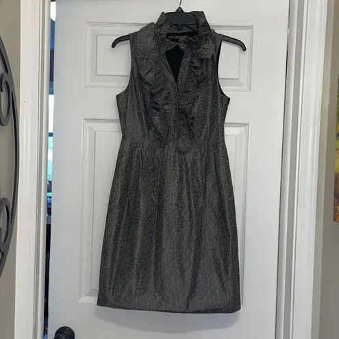 Marc New York Andrew Marc Metallic Leopard Print Ruffle Cocktail Dress