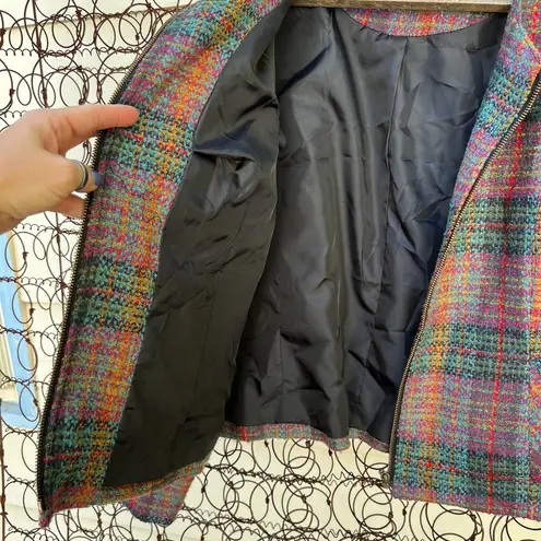 Christopher & Banks  Plaid Wool Blend Zipper Front Blazer Jacket