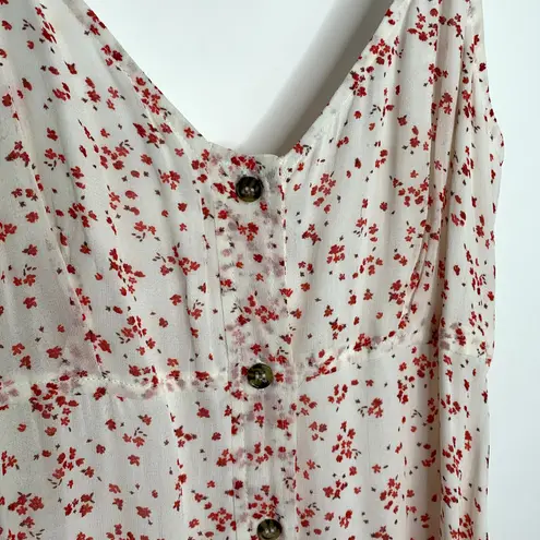 Ganni Printed Georgette Button-Front Slip Dress in Egret Womens Midi Size Small