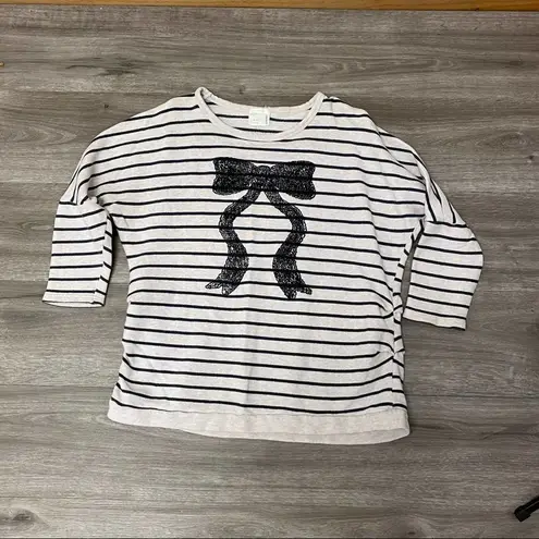 Ilwee Stripped Bow Print Sweatshirt M Size M