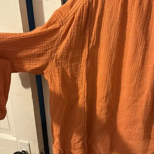 We The Free Free People Moving Mountains Oversized Shirt Long Sleeve Raw Hem Size S