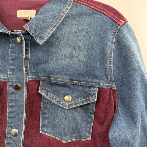 LOGO By Lori Goldstein Denim Jacket with Stretch Corduroy easy denim shirt S