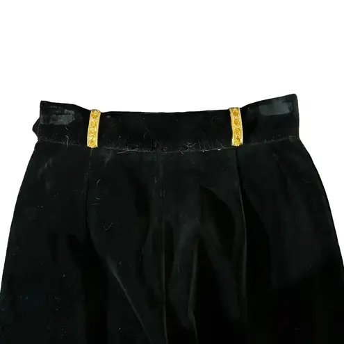 Christian Llinares Black Velour Pants with Gold Accents EU Size 38