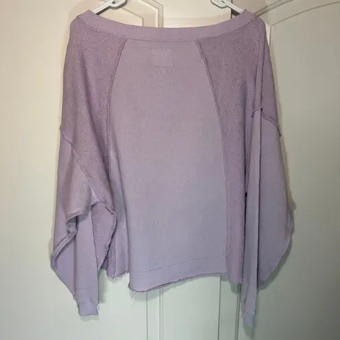 American Eagle  Oversized Purple Terry Knit Sweatshirt Distressed Womens S