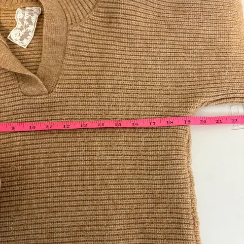 Sadie & Sage Chunky Oversized Ribbed Collar Sweater Off Shoulder Brown Medium Tan - Image 4