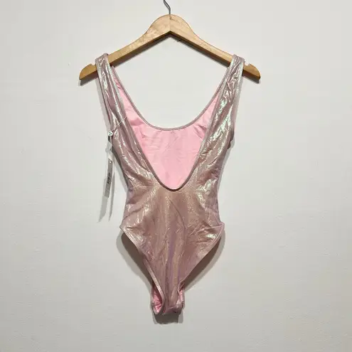 NEW Frankies Bikinis Kyle Iridescent One Piece Swimsuit Gilded Angel Pink Small