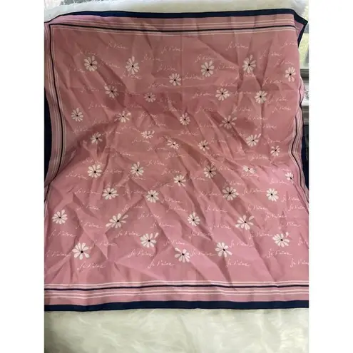 Rivateade Paris Pink Floral Square Scarf 26x26 Je Taime Print Lightweight Access