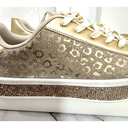 Women's Uubaris Gold Sparkled Tennis Shoes Size 8