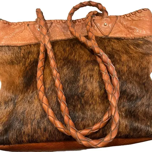 Lindalee Leather and Cow Hair Shoulder Bag/Tote