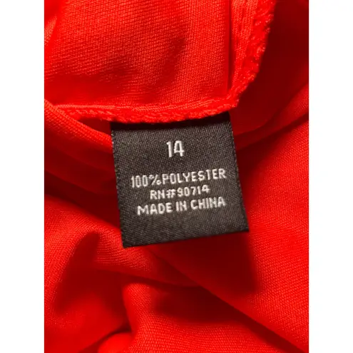 MSK Red Metallic Gold Pleated Halter Maxi Dress Women's 14 Formal Evening Gown