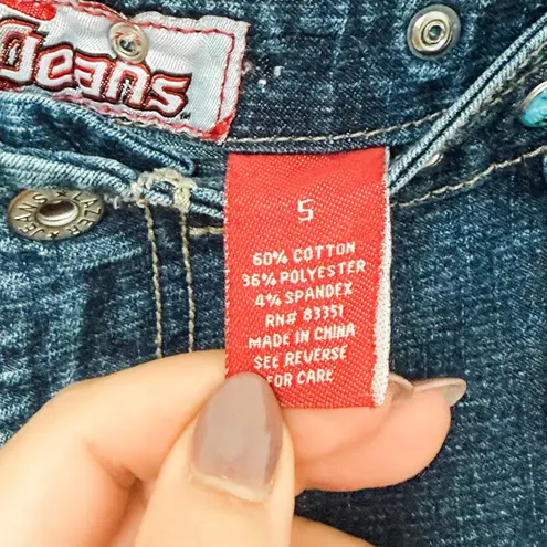 Vintage Y2K Laze Jeans Womens Low Rise Jeans Size S Blue Studded Flare Indie