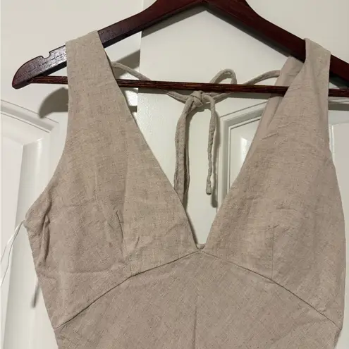 Princess Polly  linen blend Cream Sleeveless Dress