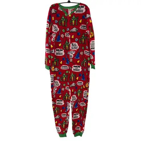 Elf One Piece Pajamas Women's Size XL Buddy The Elf Ugly Christmas Sweater Red