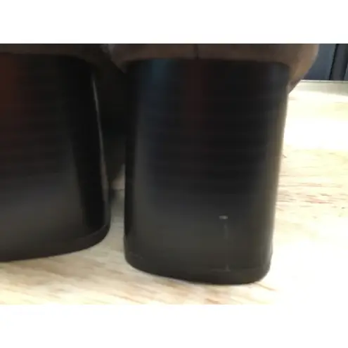 Anne Klein  Rivka Women's 10.5 Brown Suede Block Heel Back Zipper Ankle Bootie