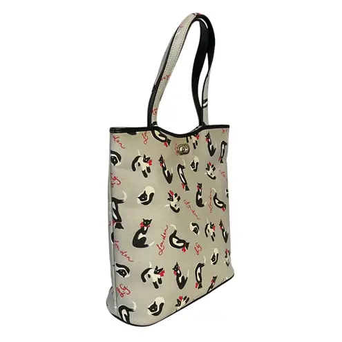 Y2K Vintage Lulu Guinness London Siamese Cat Gray Structured Tote Bag