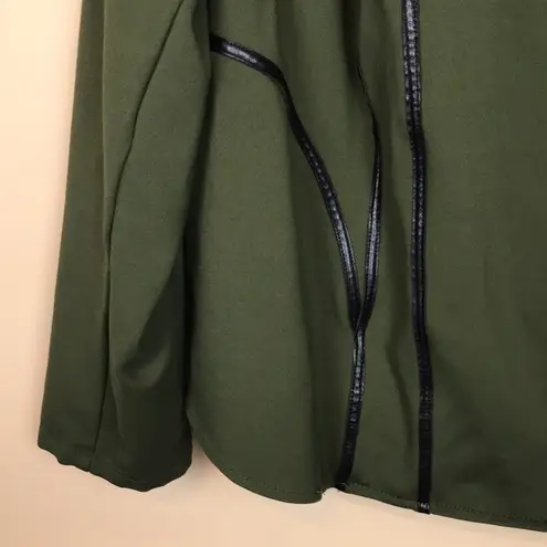 Catherines Curvy Collection Women’s Green Black Faux Leather Detail Moto Jacket Size 24W