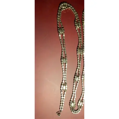 Belt White Rhinestones Double Strand Necklace 1950s Vintage Art Deco Rhinestone Silver