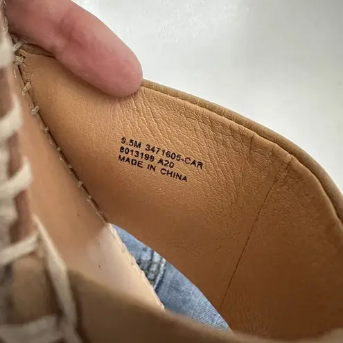 Frye & Co. Sandals Amber Caramel Espadrille Wedge Ankle Strap Leather Boho 9.5 Brown