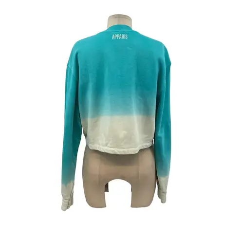 Apparis Karine Sweatshirt Top Organic Cotton Ombre Cropped Aqua Blue Size Small