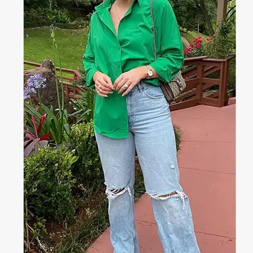 BIG DART Green Oversized Button Down Shirt