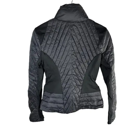 Blanc Noir Motion Panel Zip Puffer Jacket Black Hooded Size XS Mixed Media