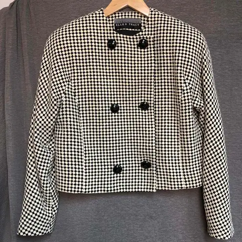 Ellen Tracy Linda Allard Black White Houndstooth Jacket 6