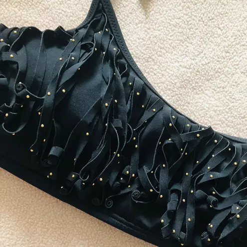 PINK - Victoria's Secret Black fringe gold studded bikini top