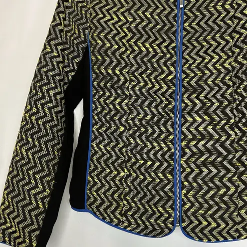 Esley Women's Small Black Yellow Blue Jacket Textured Full Zip