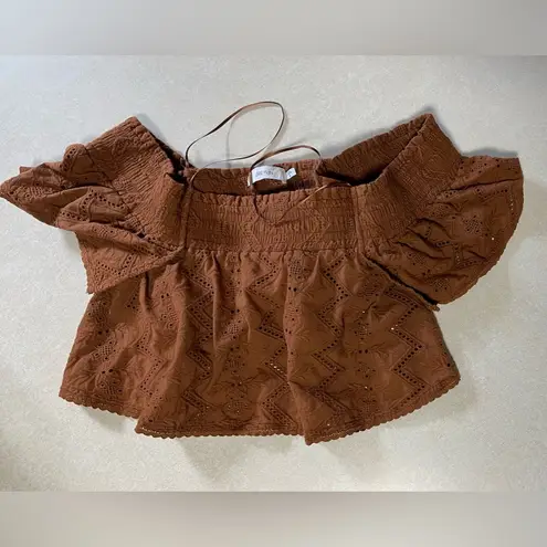 Greylin Women's Alecia Off-Shoulder Brown Blouse Size M