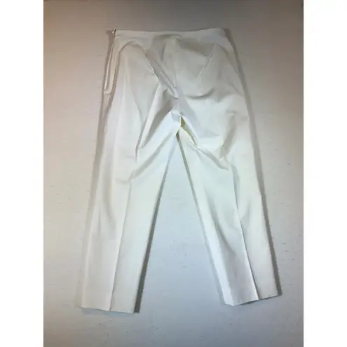 J.McLaughlin Womens Cream Cotton Straight Leg Tailored Cropped Pants Size 10 White