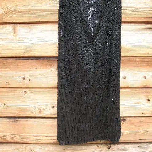 Mac Duggal 70130 Black Sequined Spaghetti Strap Cut Out Gown