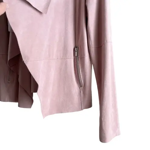 Bagatelle Faux-Suede Drape-Front Jacket Blazer in Pink, Size Small