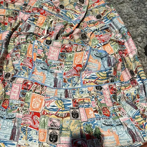 The Good Journey Travel Stamp Print Maxi Dress Size 10 NWT