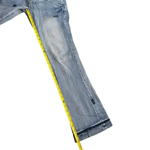 Pepe Jeans Y2K Womens Size 30 Low Rise Flare Embroidered Flap Pockets Streetwear