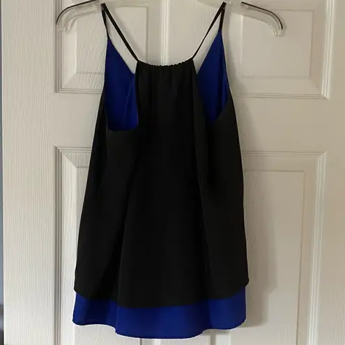 AQUA  Brand Black Royal Blue Color Block Tank Top Size XS
