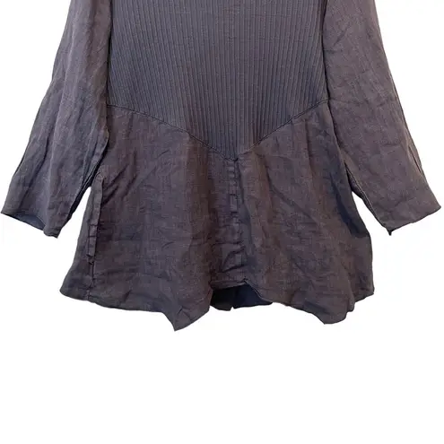 Fenini Purple Linen And Cotton Blend Boho Coastal Grandma Lagenlook Jacket M Size M